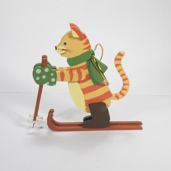 Елочные игрушки: Кошка на лыжах 370-1