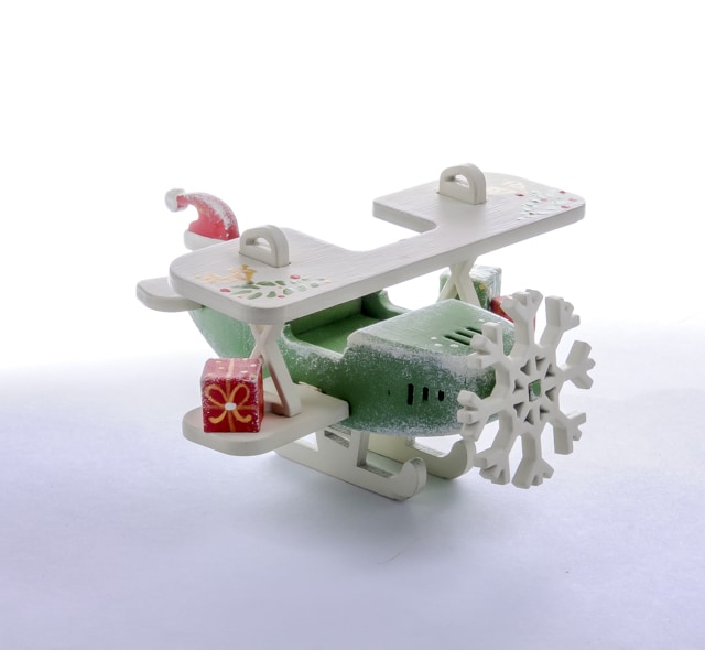 Праздничная елочная игрушка: Самолет Биплан 6017 Santa Winter