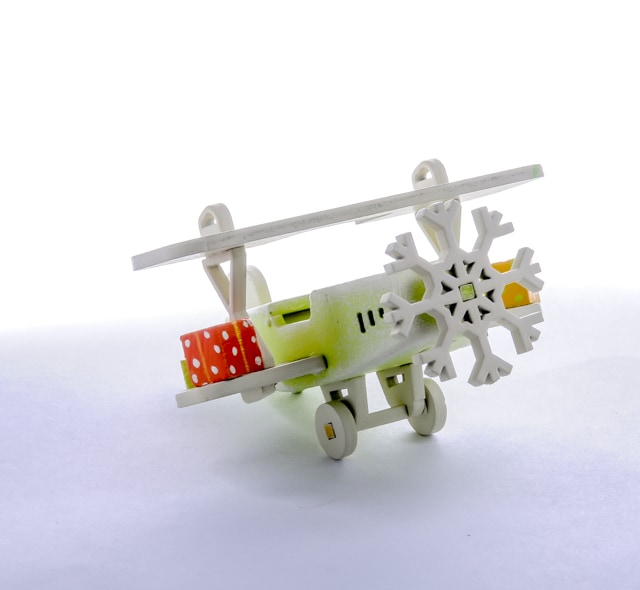 Деревянная елочная игрушка: Самолет Биплан 90YY61-504