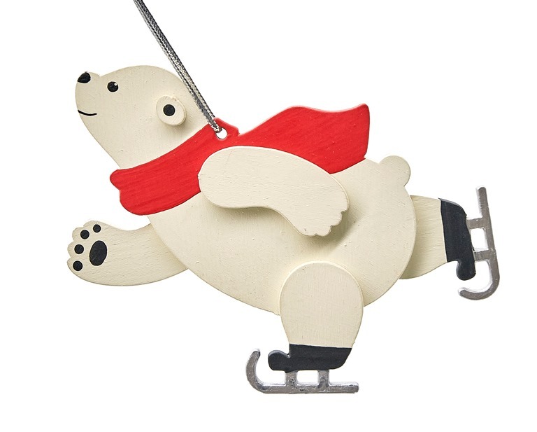 Елочная игрушка ручной работы - Мишка конькобежец