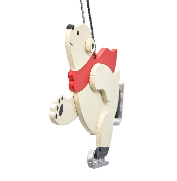 Елочная игрушка ручной работы - Мишка конькобежец