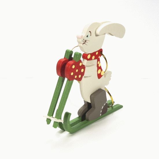 Кролик на лыжах - елочная игрушка IDH