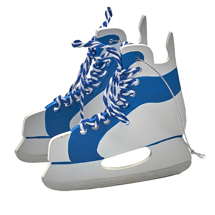 Набор елочных игрушек - Хоккейные коньки ( сине-белый)